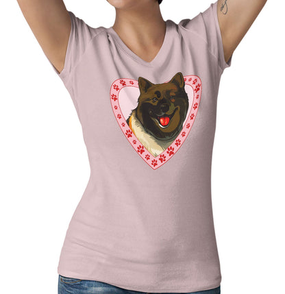Akita Illustration In Heart - Women's V-Neck T-Shirt