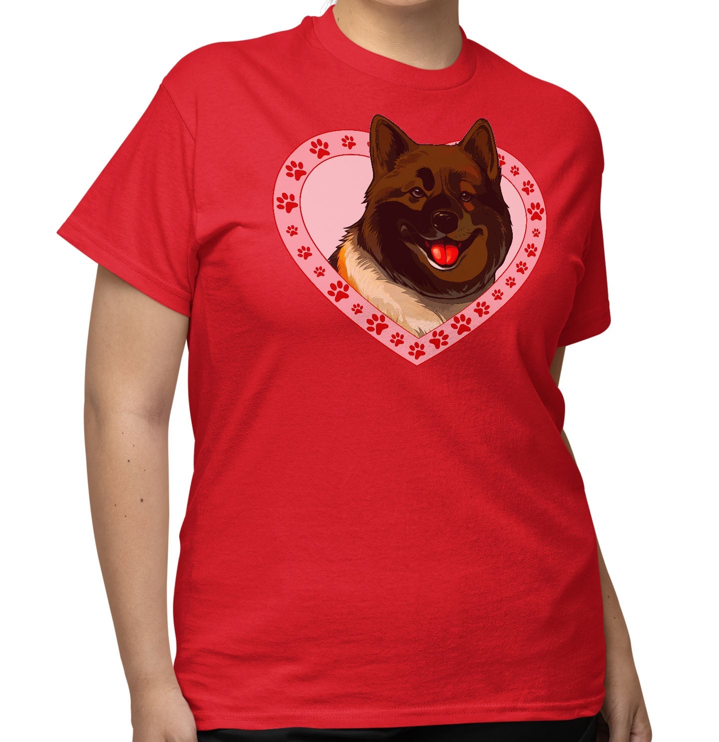 Akita Illustration In Heart - Adult Unisex T-Shirt