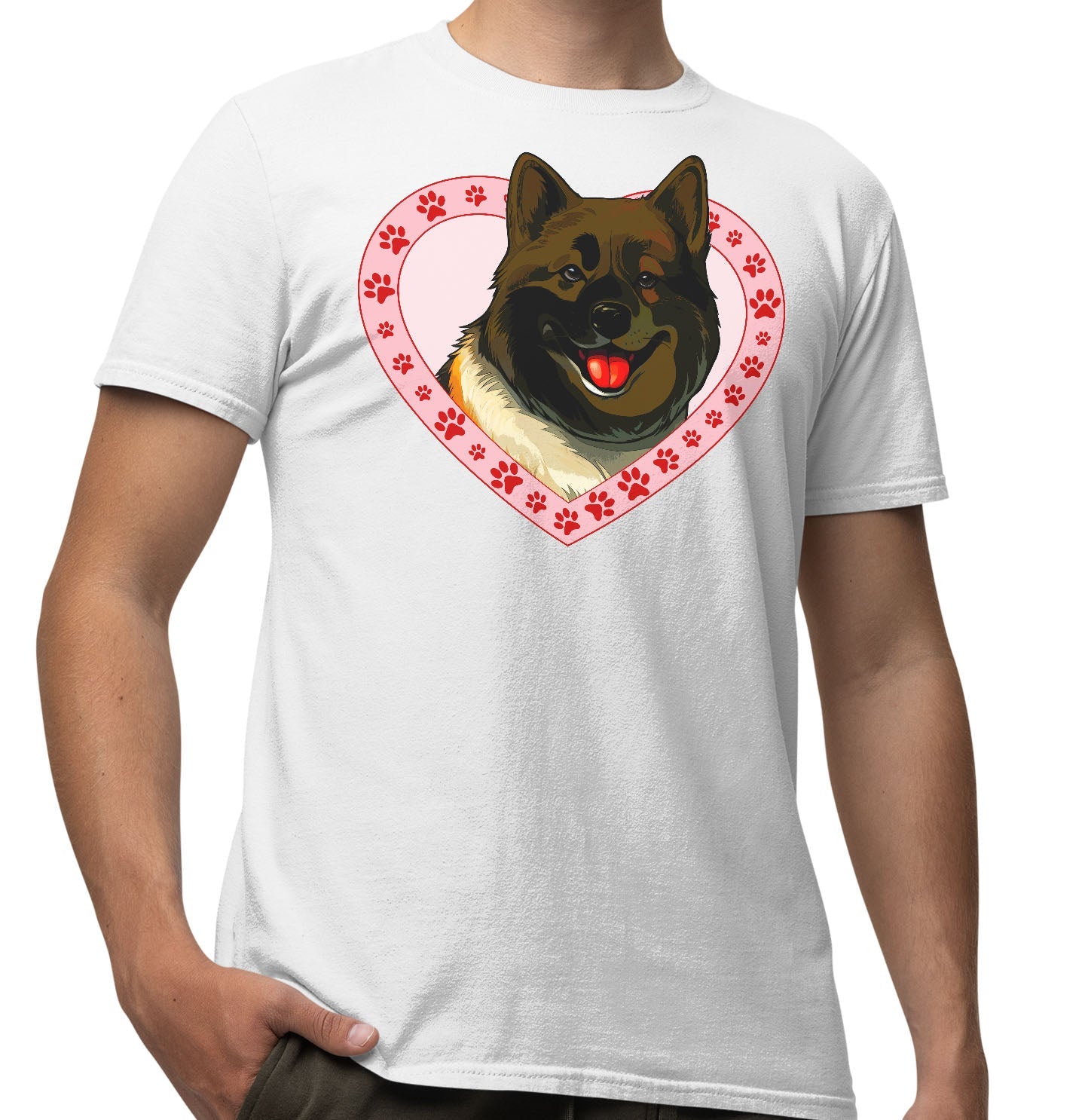 Akita Illustration In Heart - Adult Unisex T-Shirt