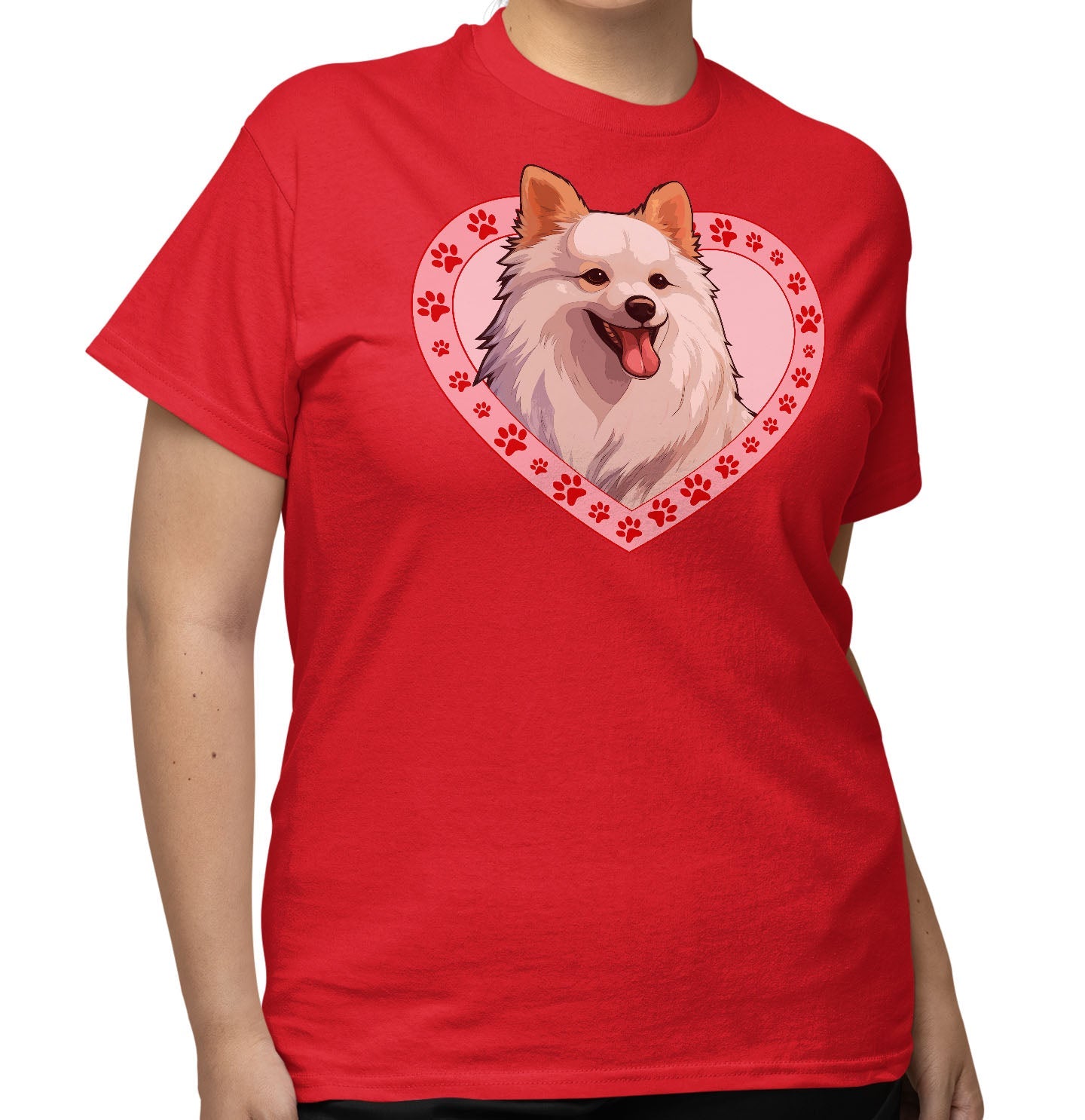 American Eskimo Dog Illustration In Heart - Adult Unisex T-Shirt