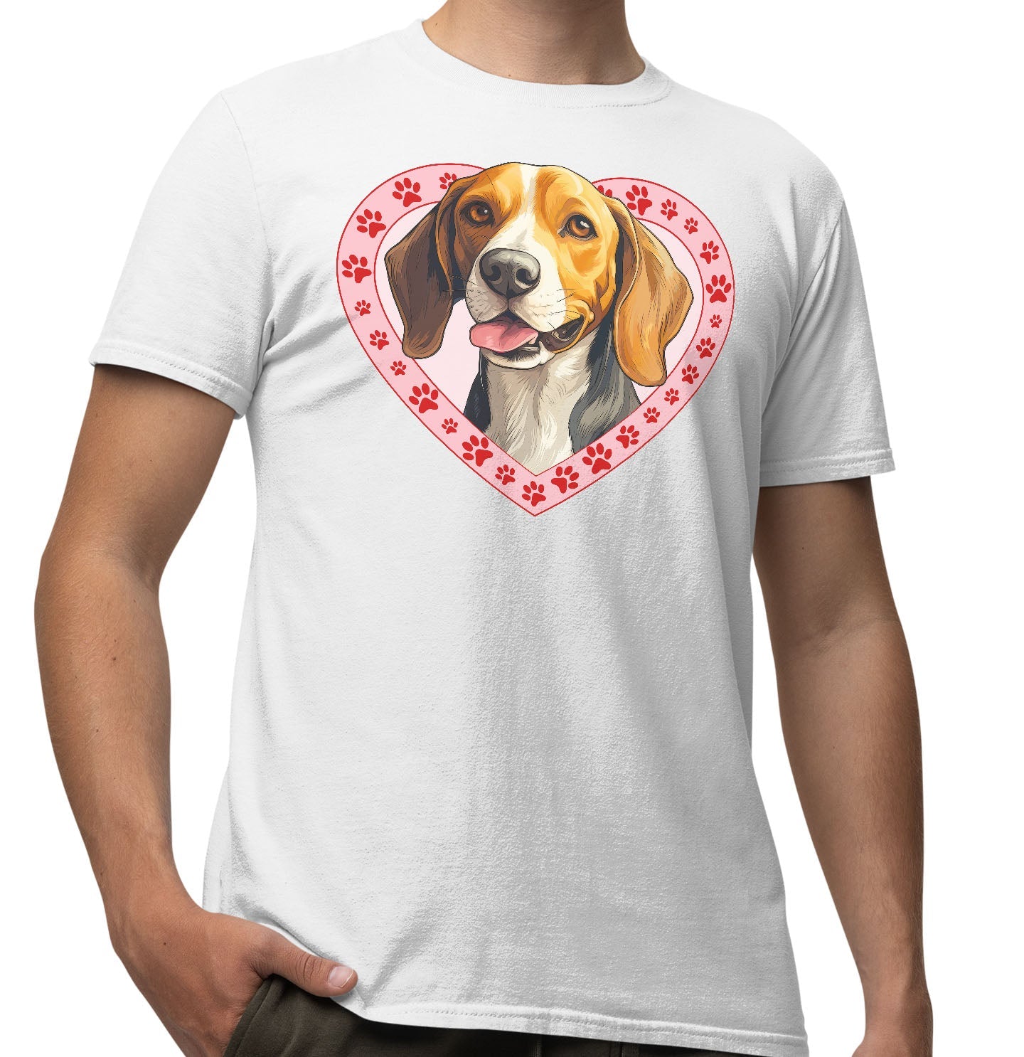 American Foxhound Illustration In Heart - Adult Unisex T-Shirt