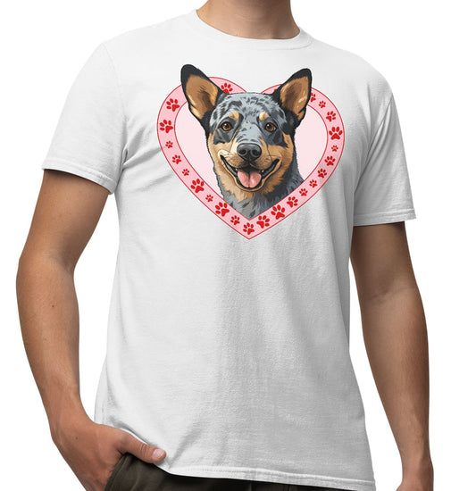 Australian Cattle Dog Illustration In Heart - Adult Unisex T-Shirt