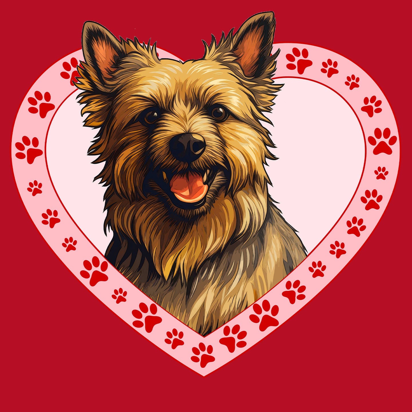 Australian Terrier Illustration In Heart - Women's V-Neck T-Shirt