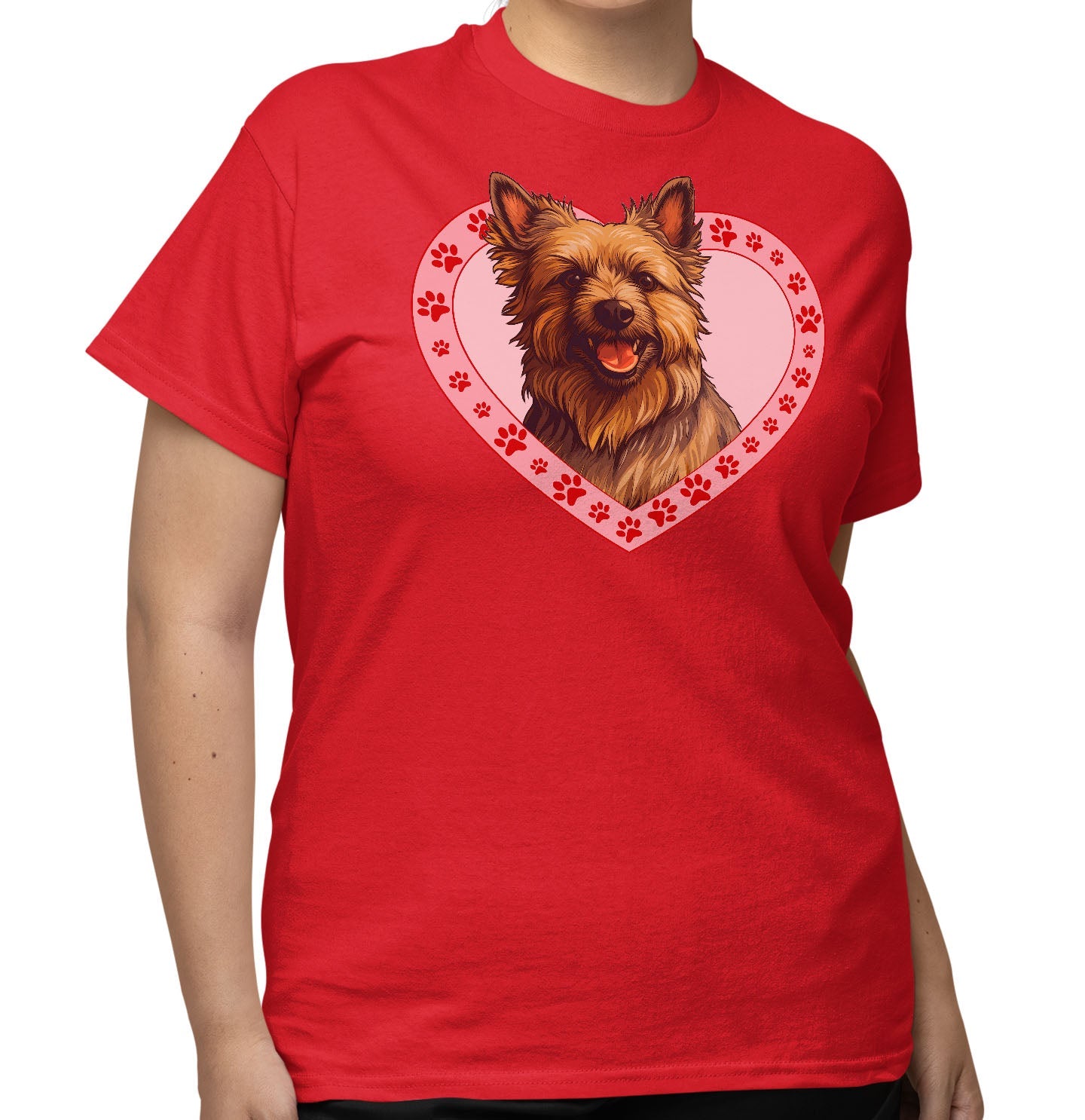 Australian Terrier Illustration In Heart - Adult Unisex T-Shirt