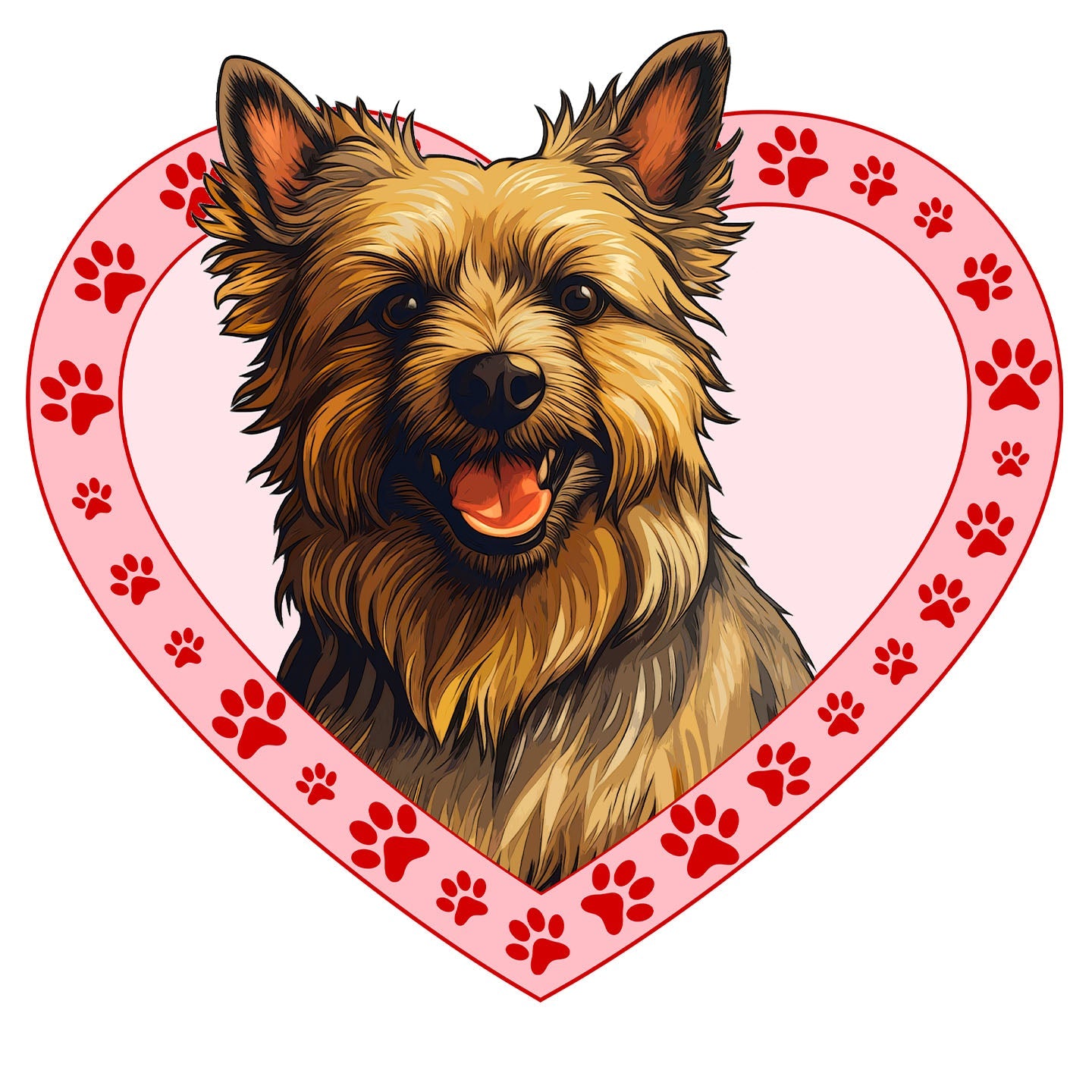 Australian Terrier Illustration In Heart - Adult Unisex T-Shirt