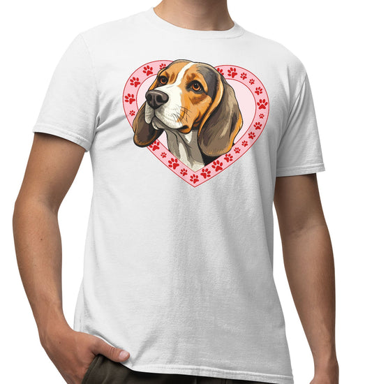 Beagle Illustration In Heart - Adult Unisex T-Shirt