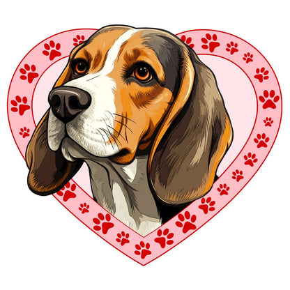 Beagle Illustration In Heart - Adult Unisex T-Shirt