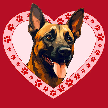 Belgian Malinois Illustration In Heart - Women's V-Neck T-Shirt