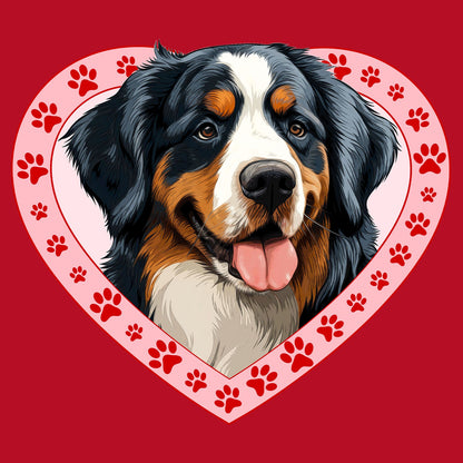 Bernese Mountain Dog Illustration In Heart - Women's V-Neck T-Shirt