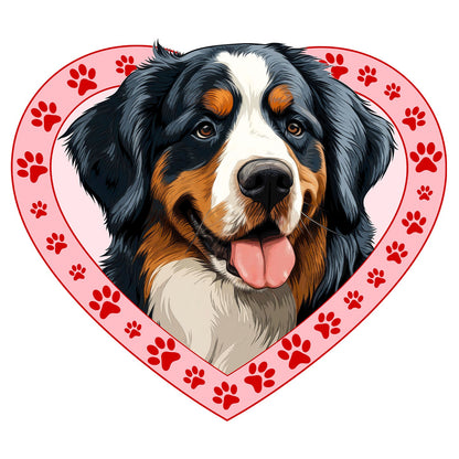 Bernese Mountain Dog Illustration In Heart - Adult Unisex T-Shirt
