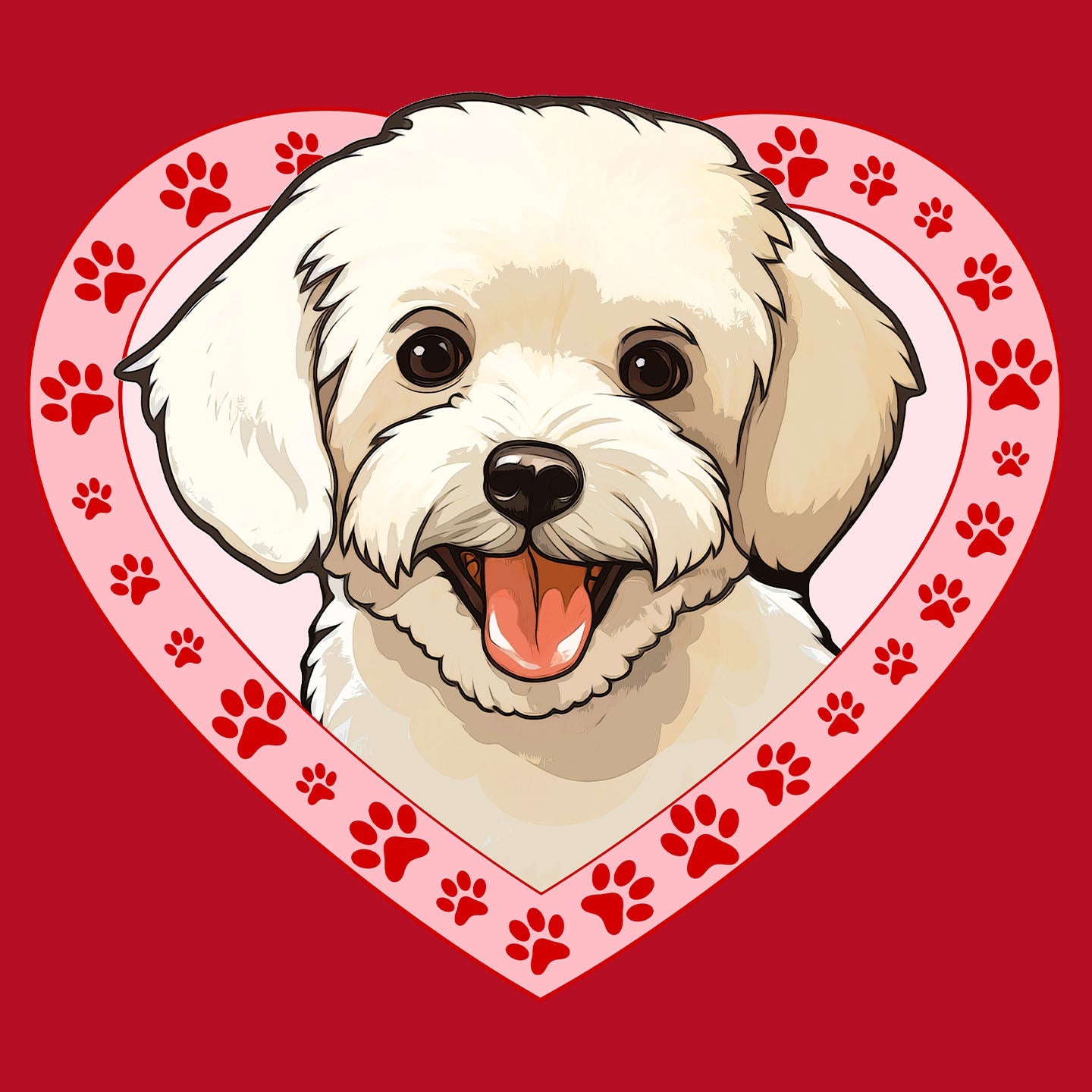 Bichon Frise Illustration In Heart - Women's V-Neck T-Shirt
