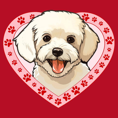 Bichon Frise Illustration In Heart - Women's V-Neck T-Shirt
