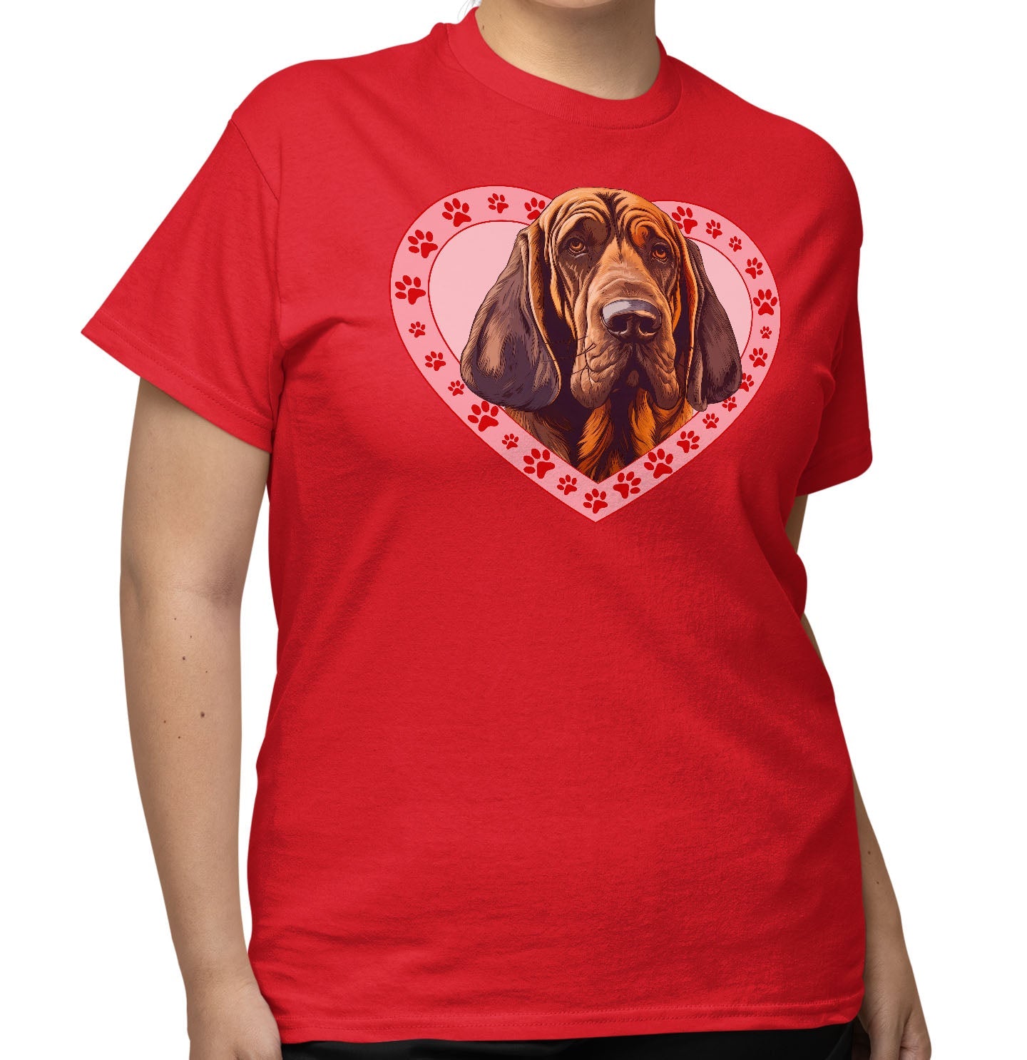 Bloodhound Illustration In Heart - Adult Unisex T-Shirt