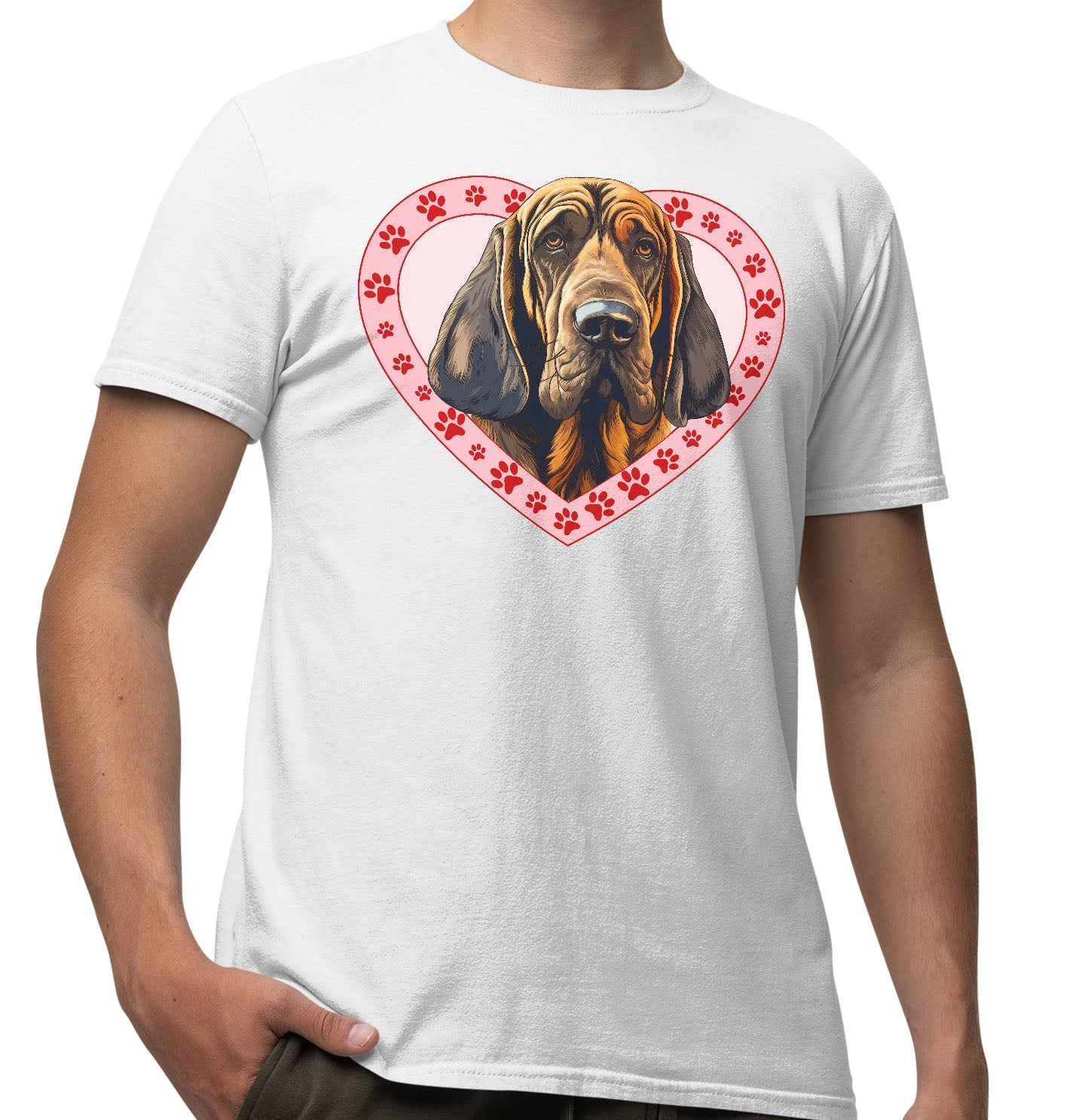 Bloodhound Illustration In Heart - Adult Unisex T-Shirt