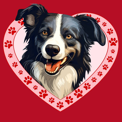 Border Collie Illustration In Heart - Women's V-Neck T-Shirt