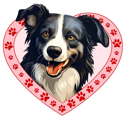 Border Collie Illustration In Heart - Adult Unisex T-Shirt