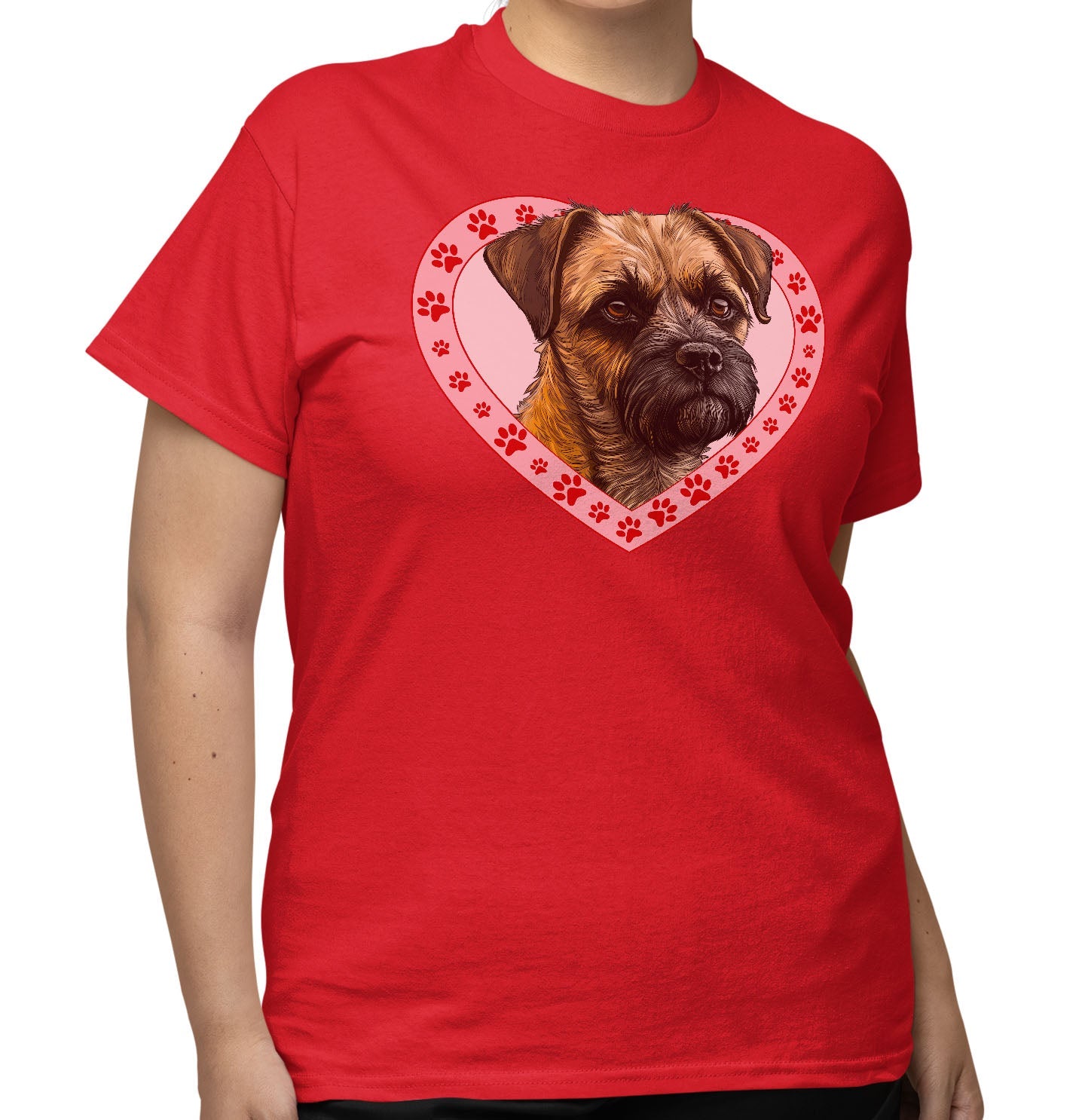 Border Terrier Illustration In Heart - Adult Unisex T-Shirt