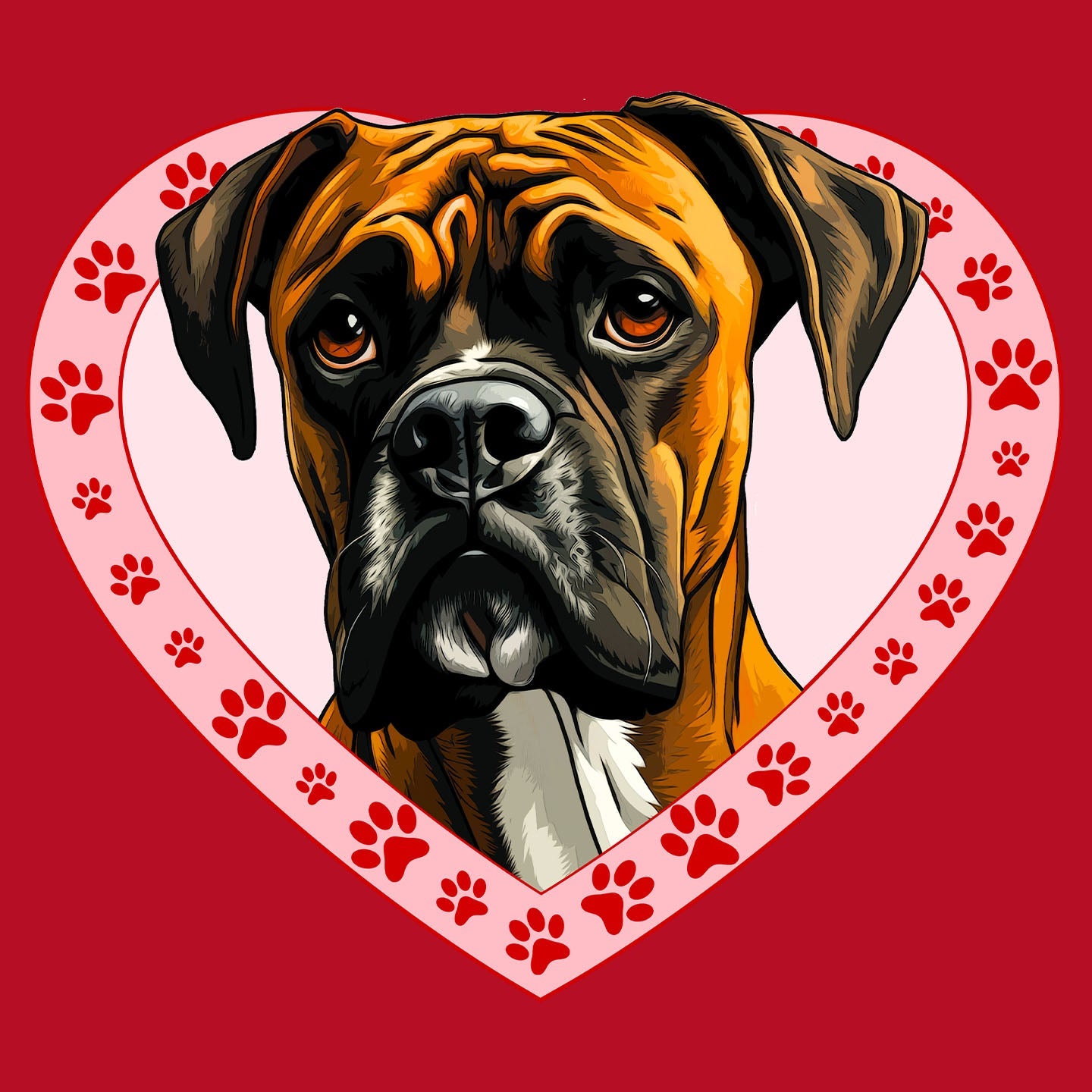 Boxer Illustration In Heart - Women's V-Neck T-Shirt