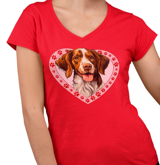 Brittany Illustration In Heart - Women's V-Neck T-Shirt