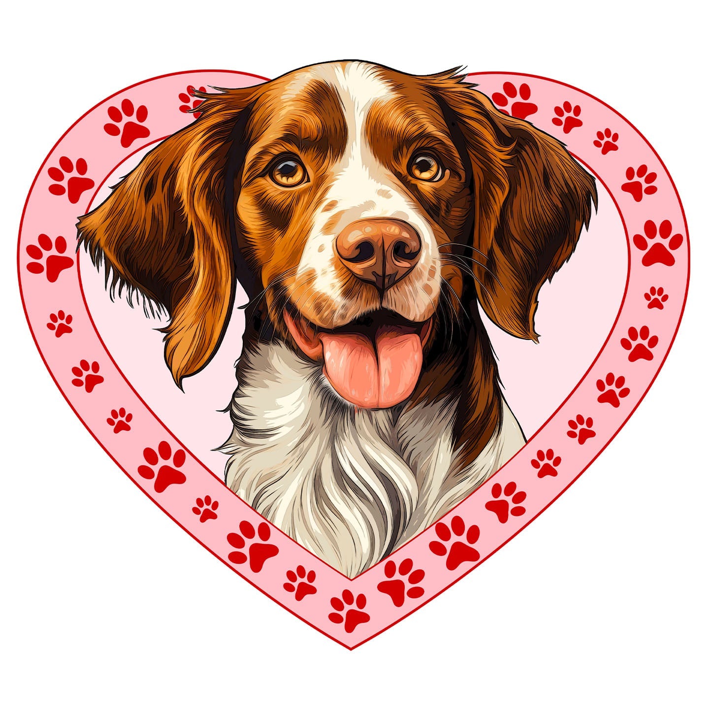 Brittany Illustration In Heart - Adult Unisex T-Shirt