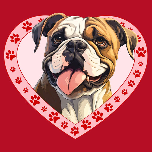 Bulldog Illustration In Heart - Women's V-Neck T-Shirt