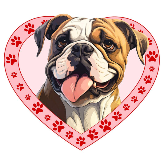 Bulldog Illustration In Heart - Adult Unisex T-Shirt