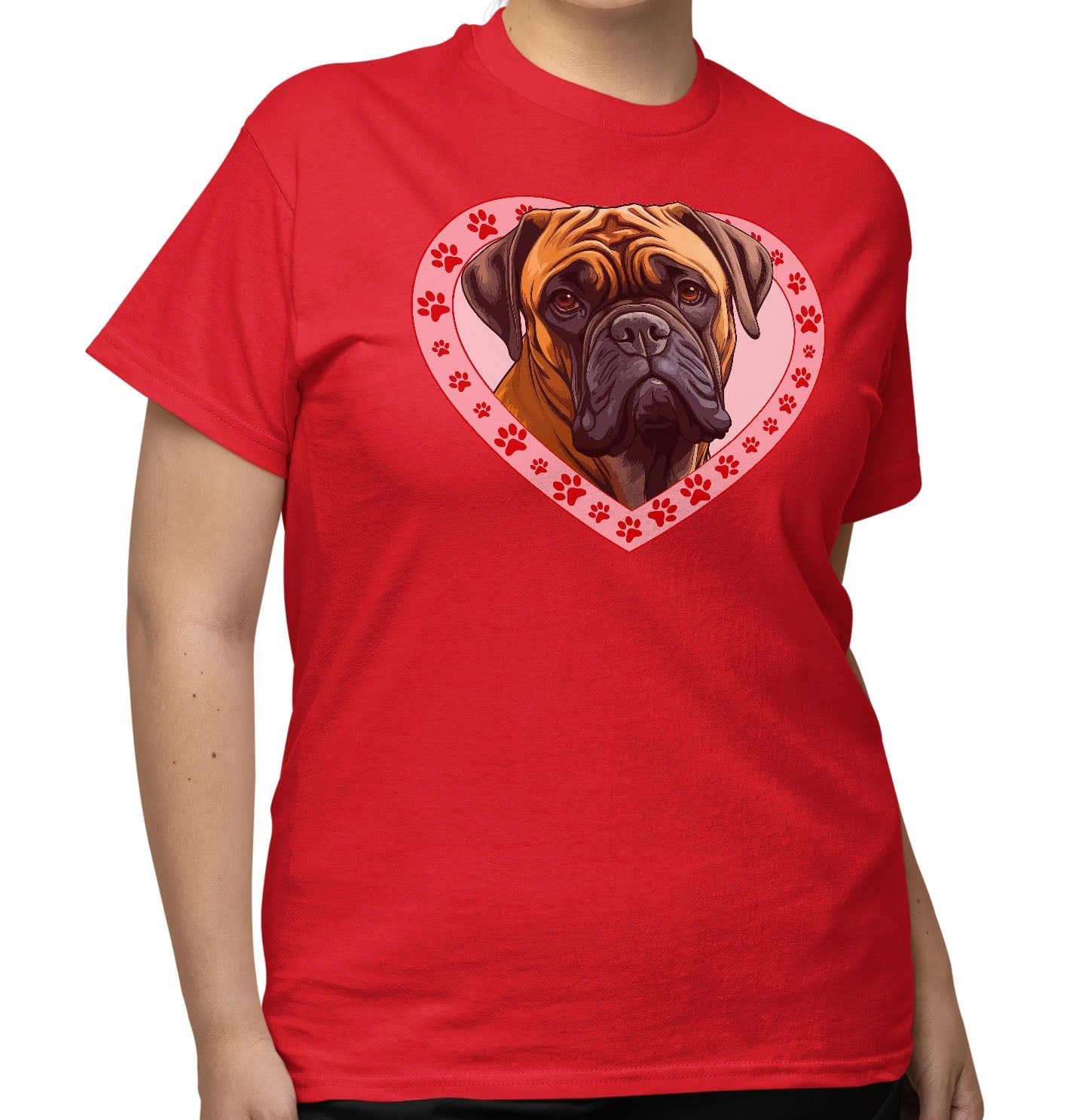 Bullmastiff Illustration In Heart - Adult Unisex T-Shirt