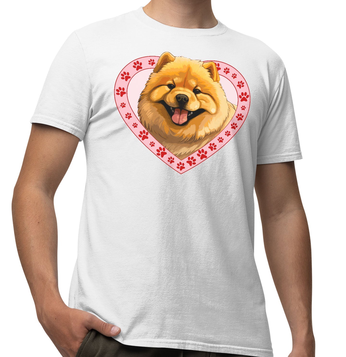 Chow Chow Illustration In Heart - Adult Unisex T-Shirt