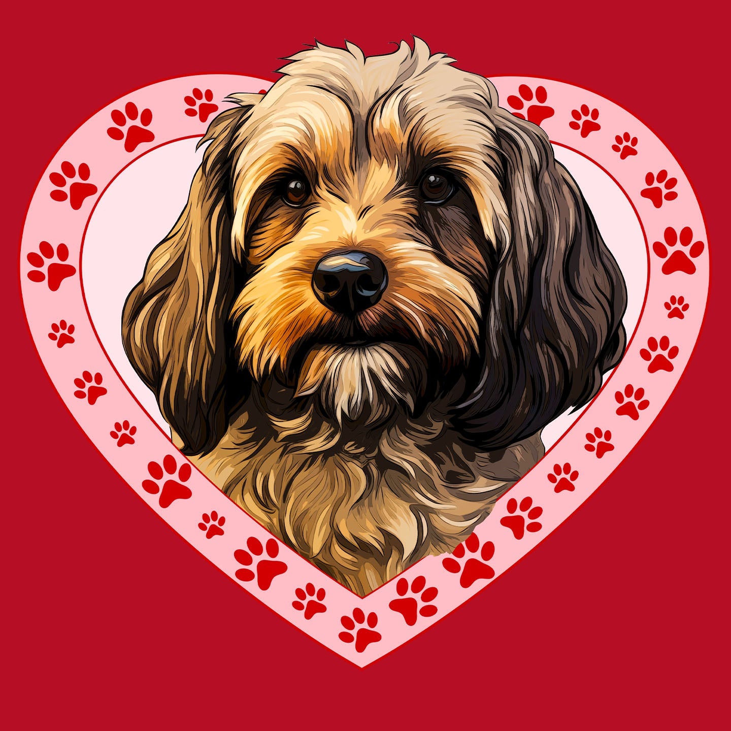 Cockapoo Illustration In Heart - Women's V-Neck T-Shirt