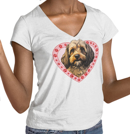 Cockapoo Illustration In Heart - Women's V-Neck T-Shirt