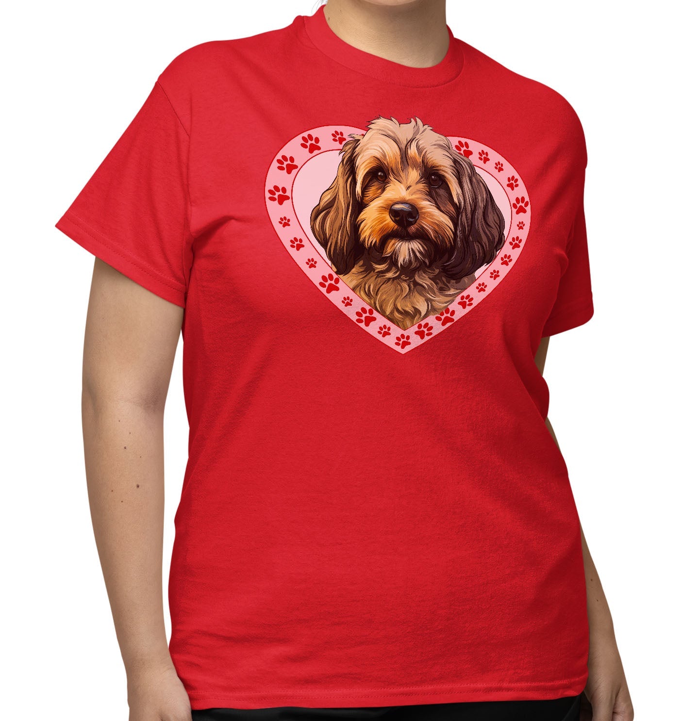 Cockapoo Illustration In Heart - Adult Unisex T-Shirt