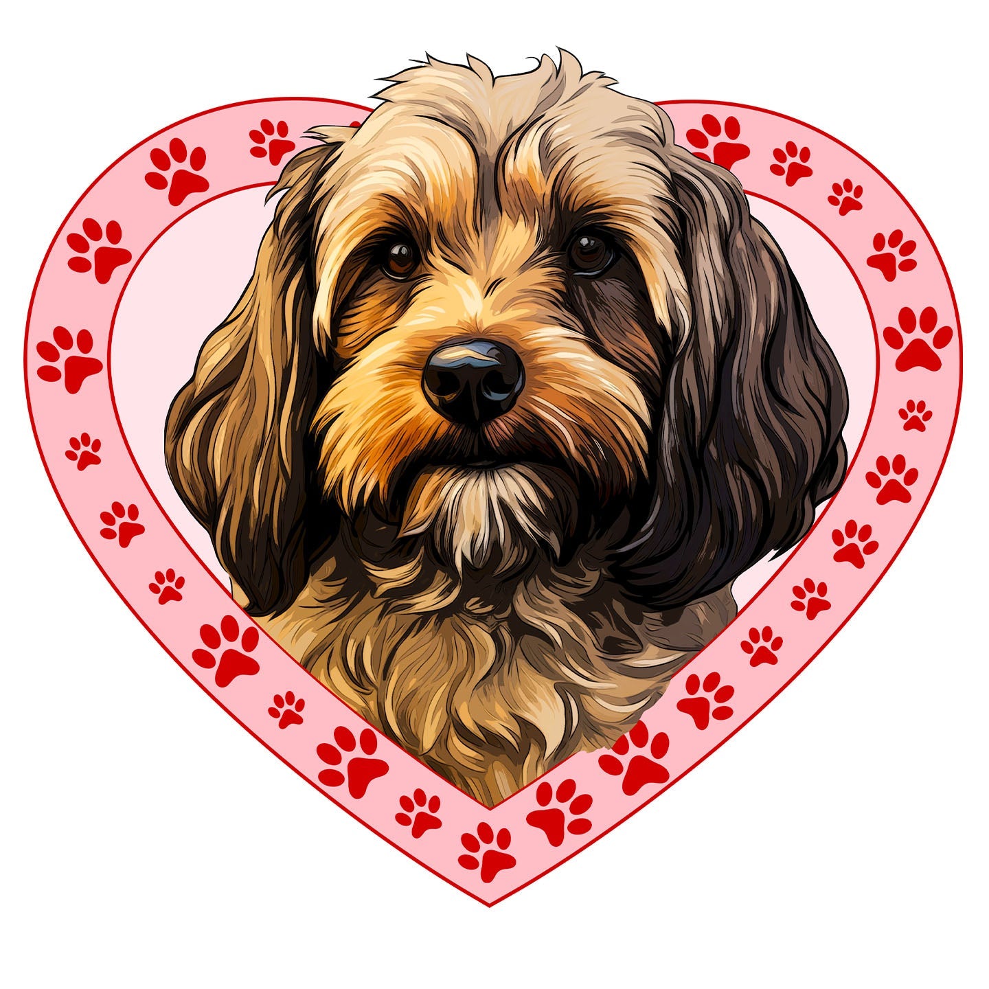 Cockapoo Illustration In Heart - Adult Unisex T-Shirt