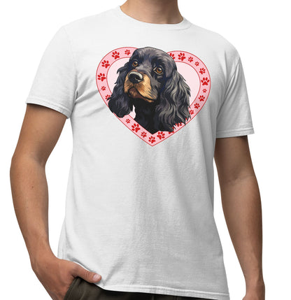 Cocker Spaniel (Black & Tan) Illustration In Heart - Adult Unisex T-Shirt