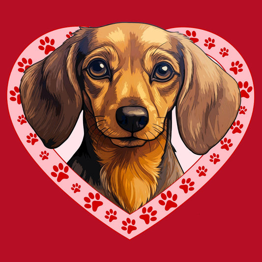 Dachshund (Chocolate) Illustration In Heart - Women's V-Neck T-Shirt