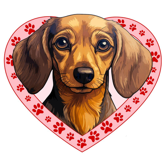 Dachshund (Chocolate) Illustration In Heart - Adult Unisex T-Shirt