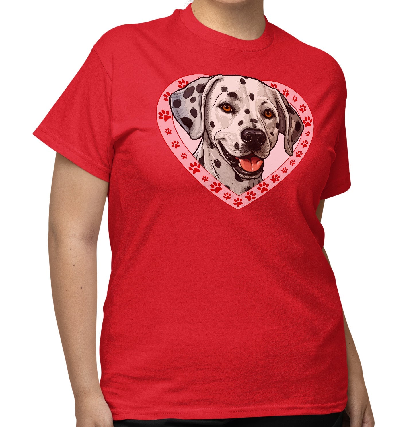 Dalmatian Illustration In Heart - Adult Unisex T-Shirt