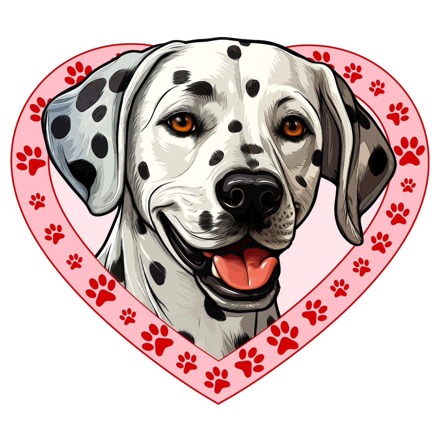 Dalmatian Illustration In Heart - Adult Unisex T-Shirt