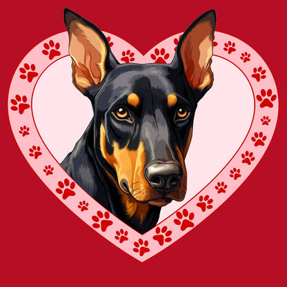 Doberman Pinscher Illustration In Heart - Women's V-Neck T-Shirt