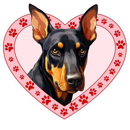 Doberman Pinscher Illustration In Heart - Adult Unisex T-Shirt