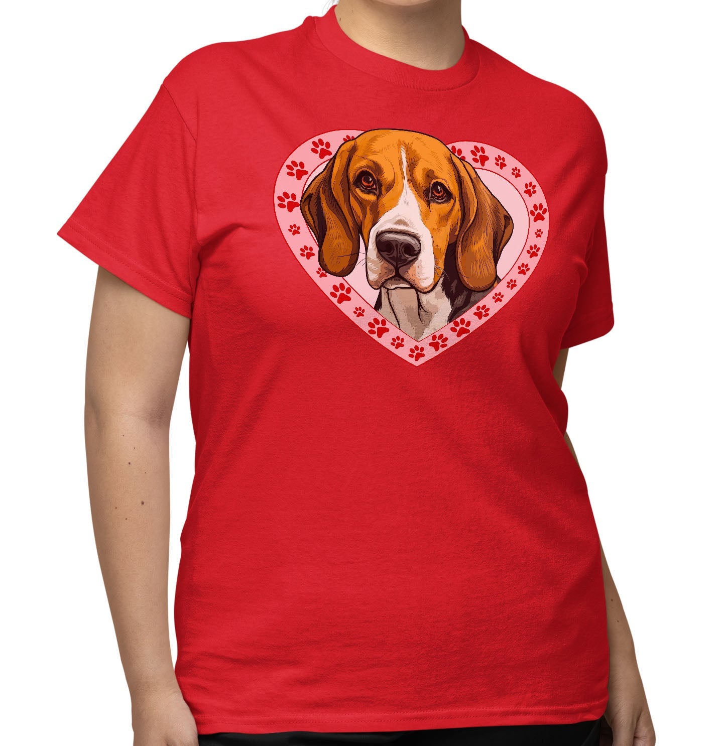 English Foxhound Illustration In Heart - Adult Unisex T-Shirt
