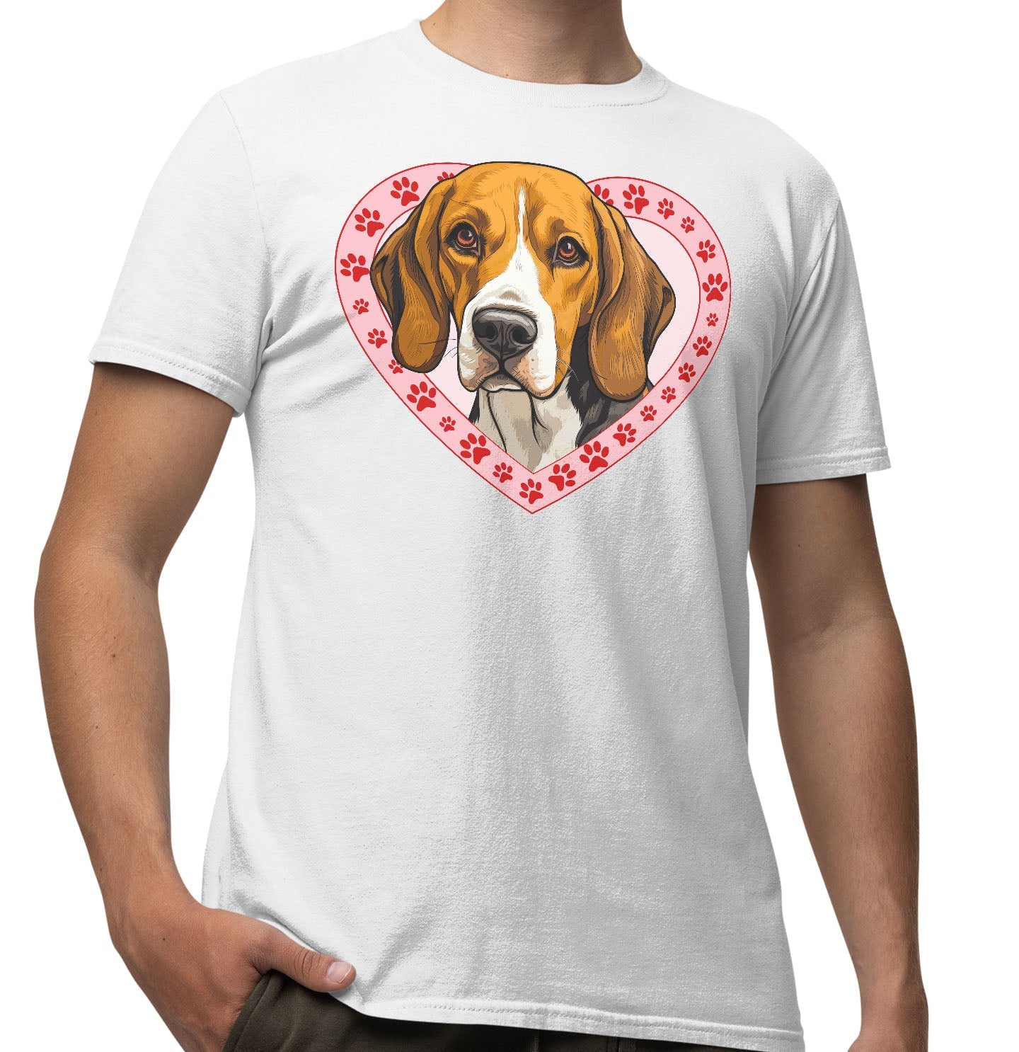 English Foxhound Illustration In Heart - Adult Unisex T-Shirt