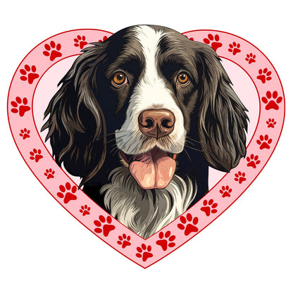 English Springer Spaniel (Black & White) Illustration In Heart - Adult Unisex T-Shirt