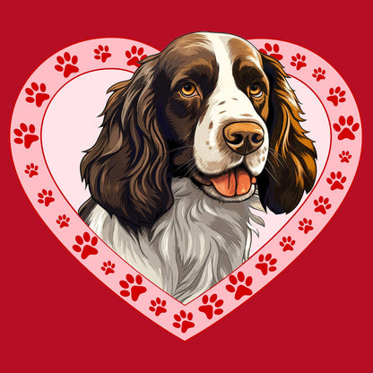 English Springer Spaniel (Liver & White) Illustration In Heart - Women's V-Neck T-Shirt