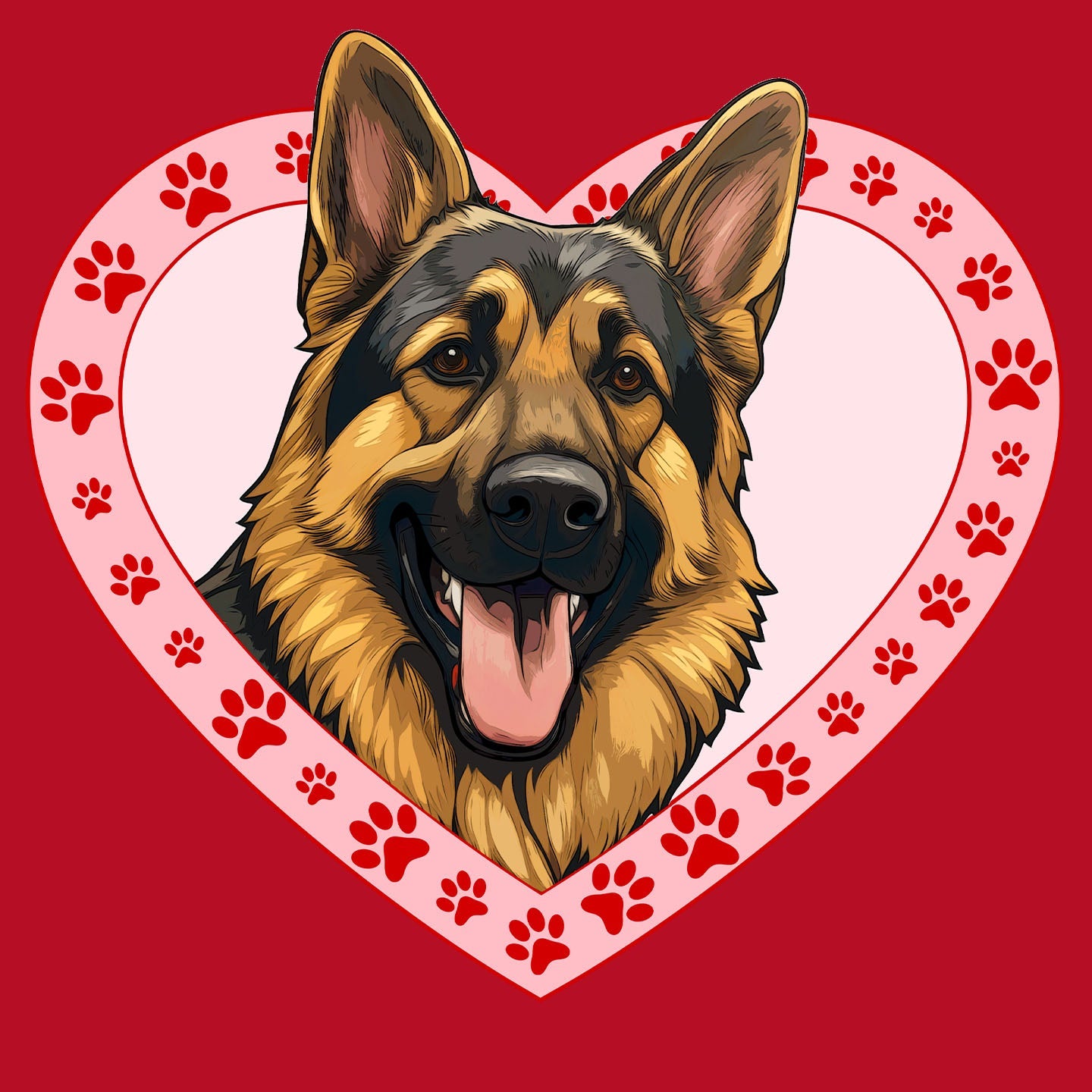 German Shepherd Dog Illustration In Heart - Women's V-Neck T-Shirt
