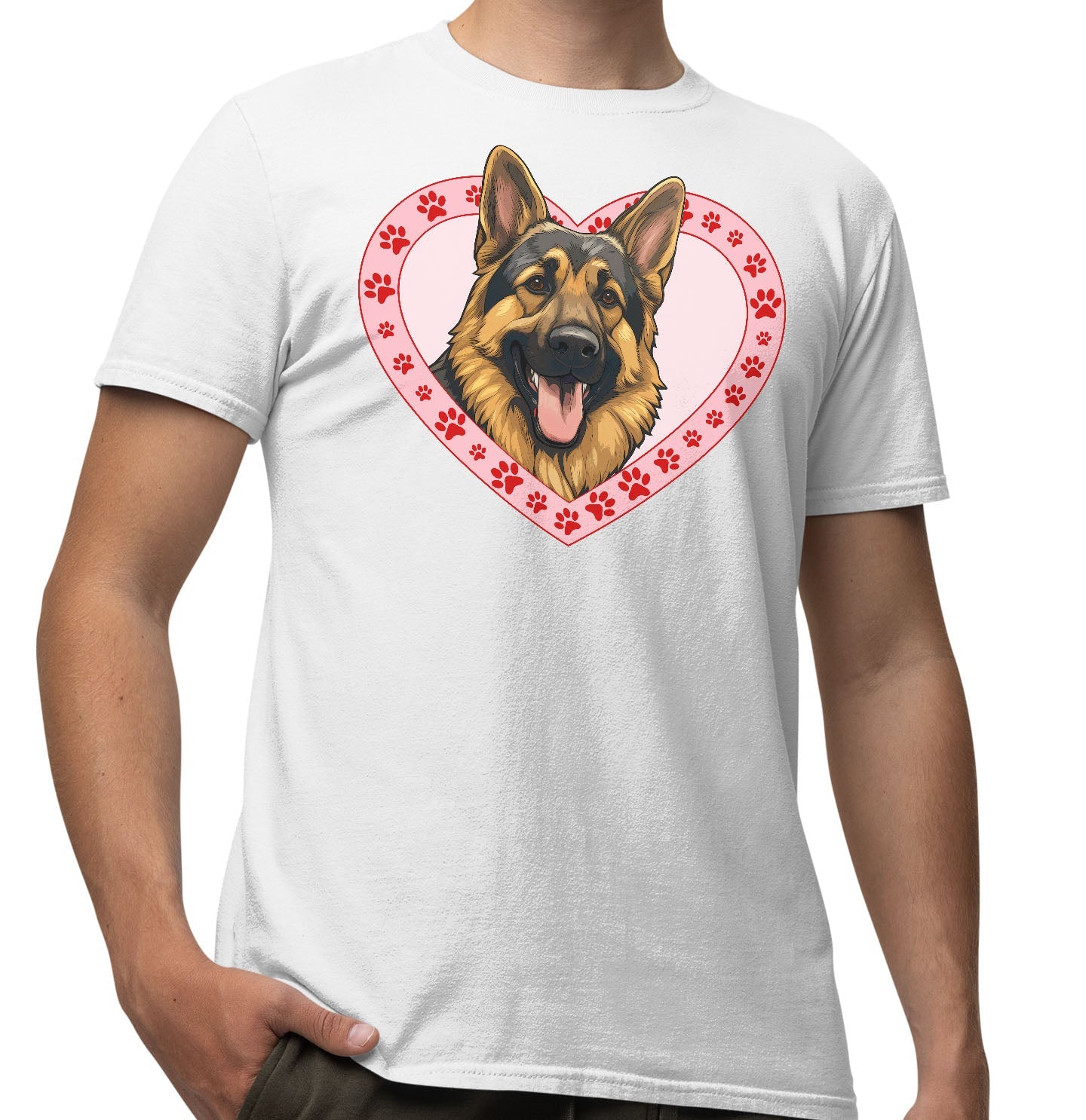 German Shepherd Dog Illustration In Heart - Adult Unisex T-Shirt