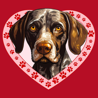 German Shorthaired Pointer Illustration In Heart - Women's V-Neck T-Shirt