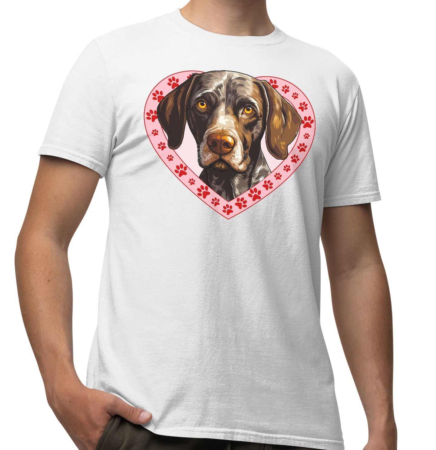 German Shorthaired Pointer Illustration In Heart - Adult Unisex T-Shir ...