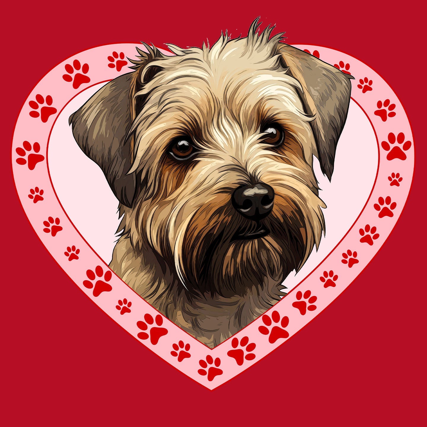 Glen of Imaal Terrier Illustration In Heart - Women's V-Neck T-Shirt