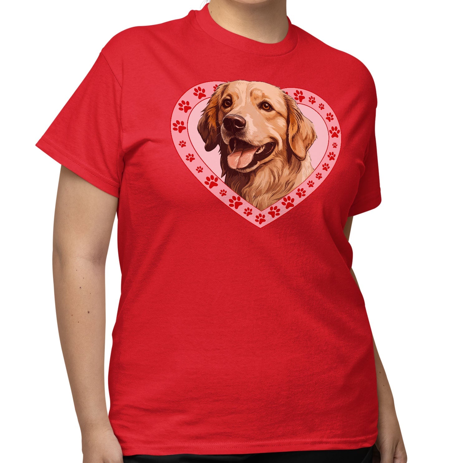 Golden Retriever (Light Golden) Illustration In Heart - Adult Unisex T-Shirt