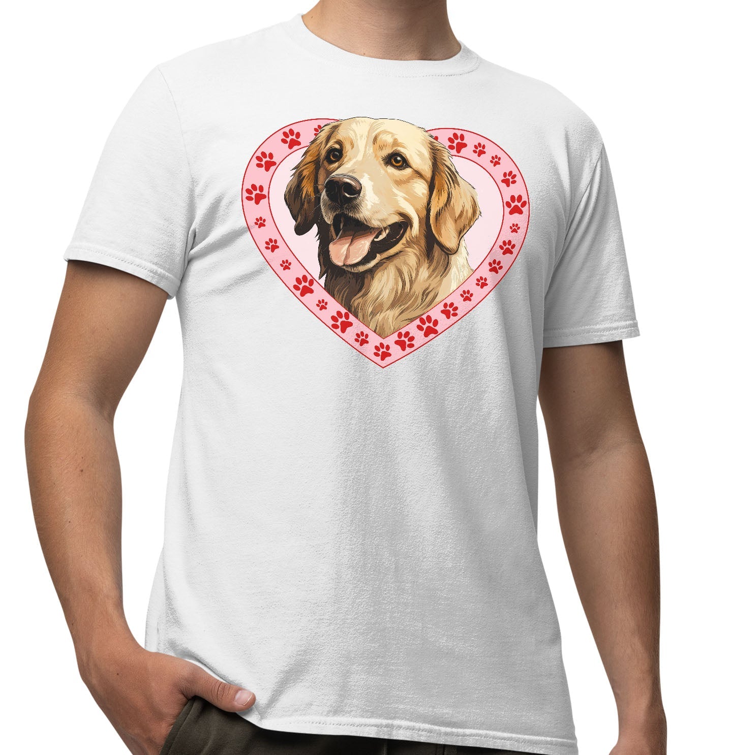 Golden Retriever (Light Golden) Illustration In Heart - Adult Unisex T-Shirt